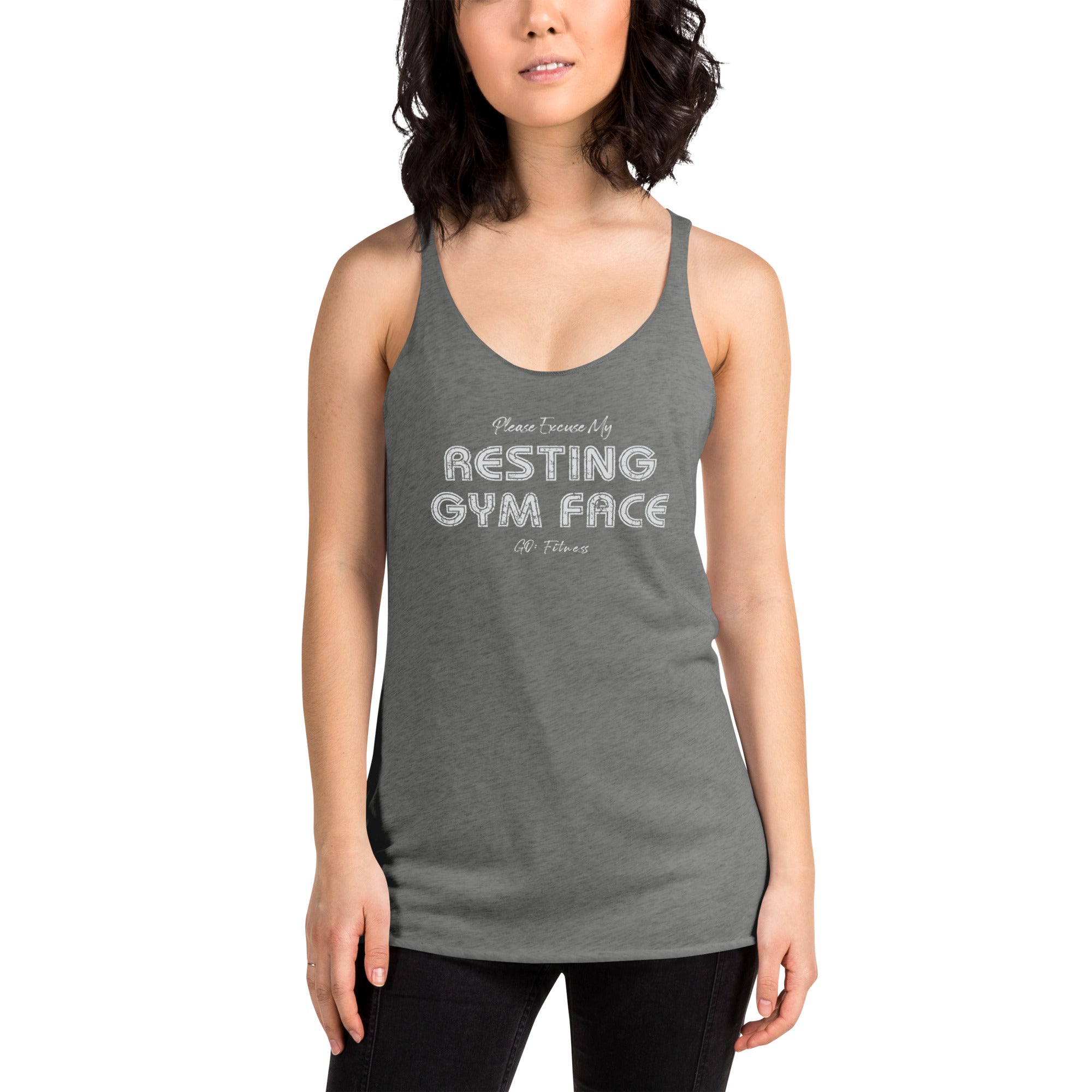 Resting Gym Face Dark Women's Racerback Tank