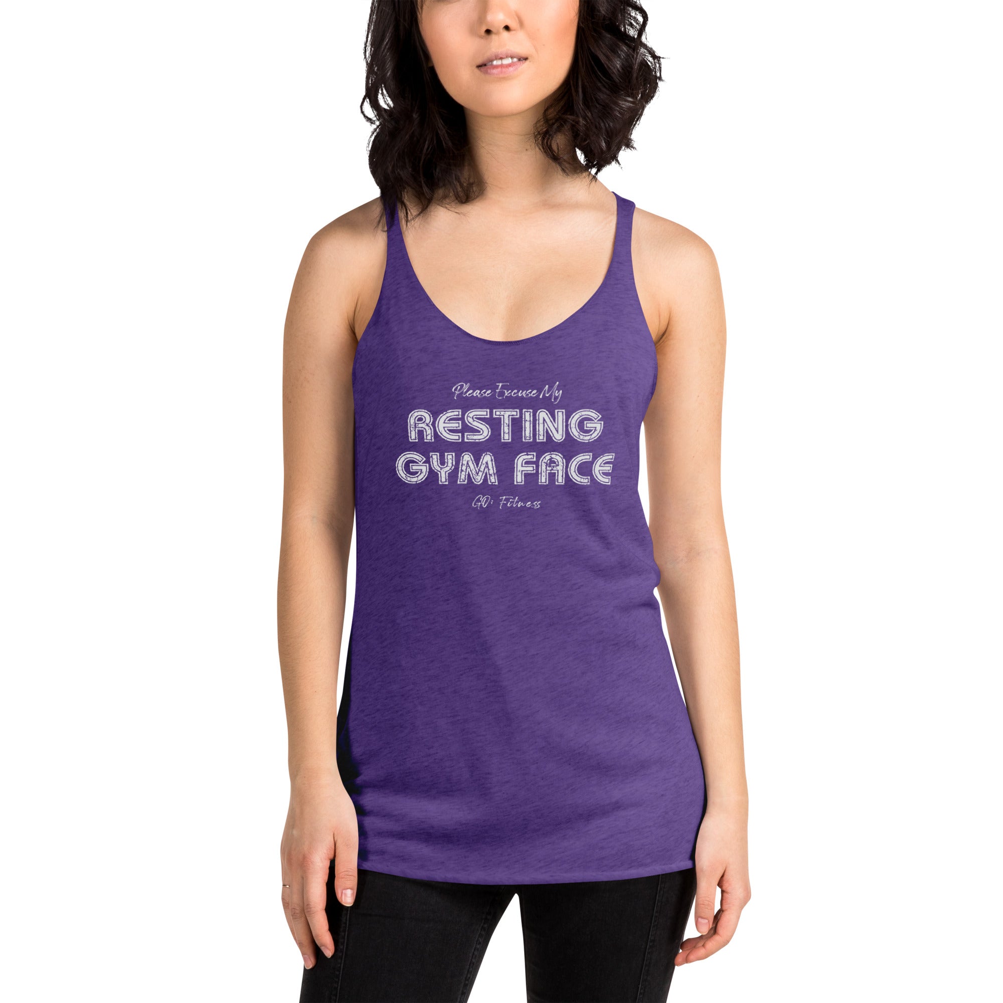 Resting Gym Face Dark Women's Racerback Tank
