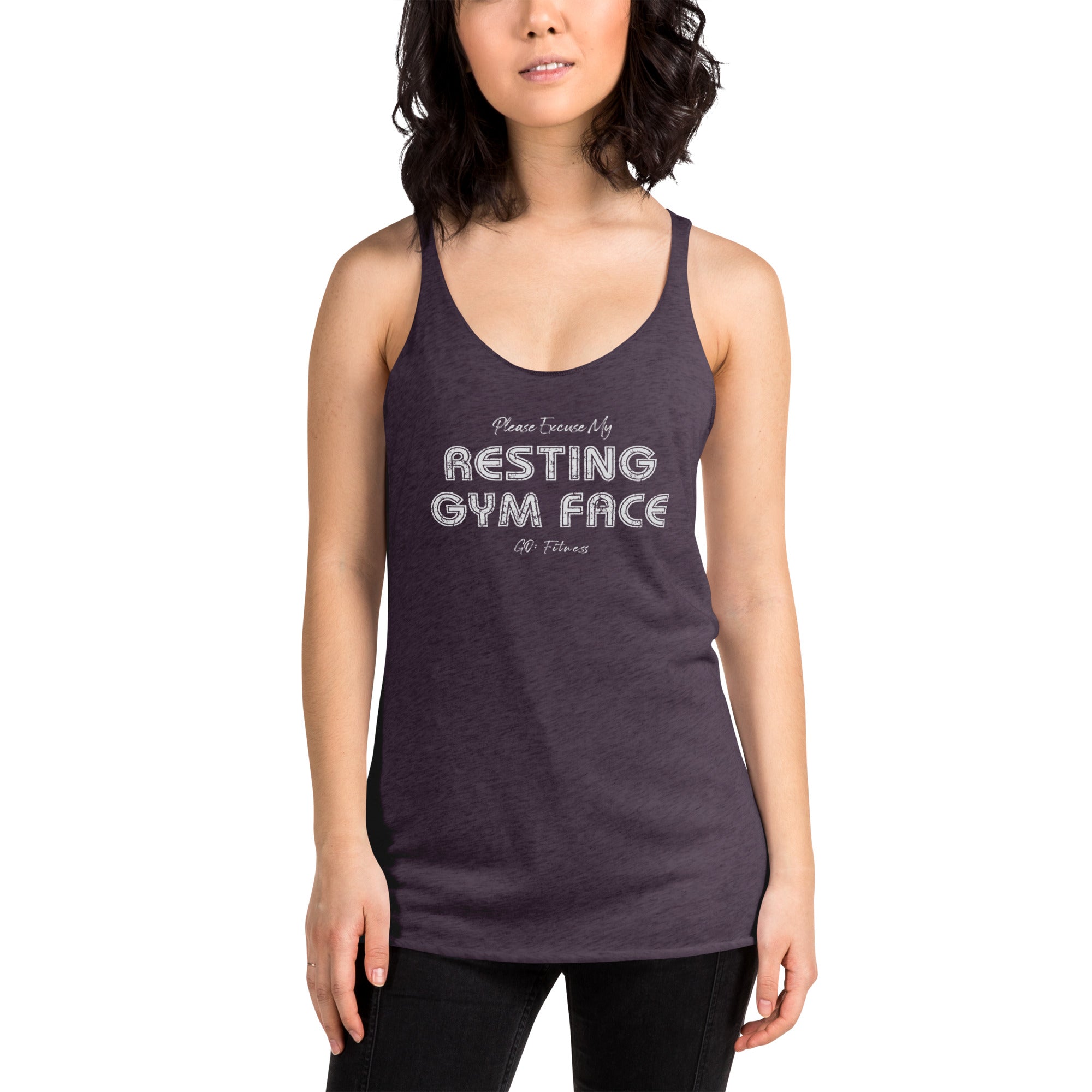 Resting Gym Face Dark Women's Racerback Tank