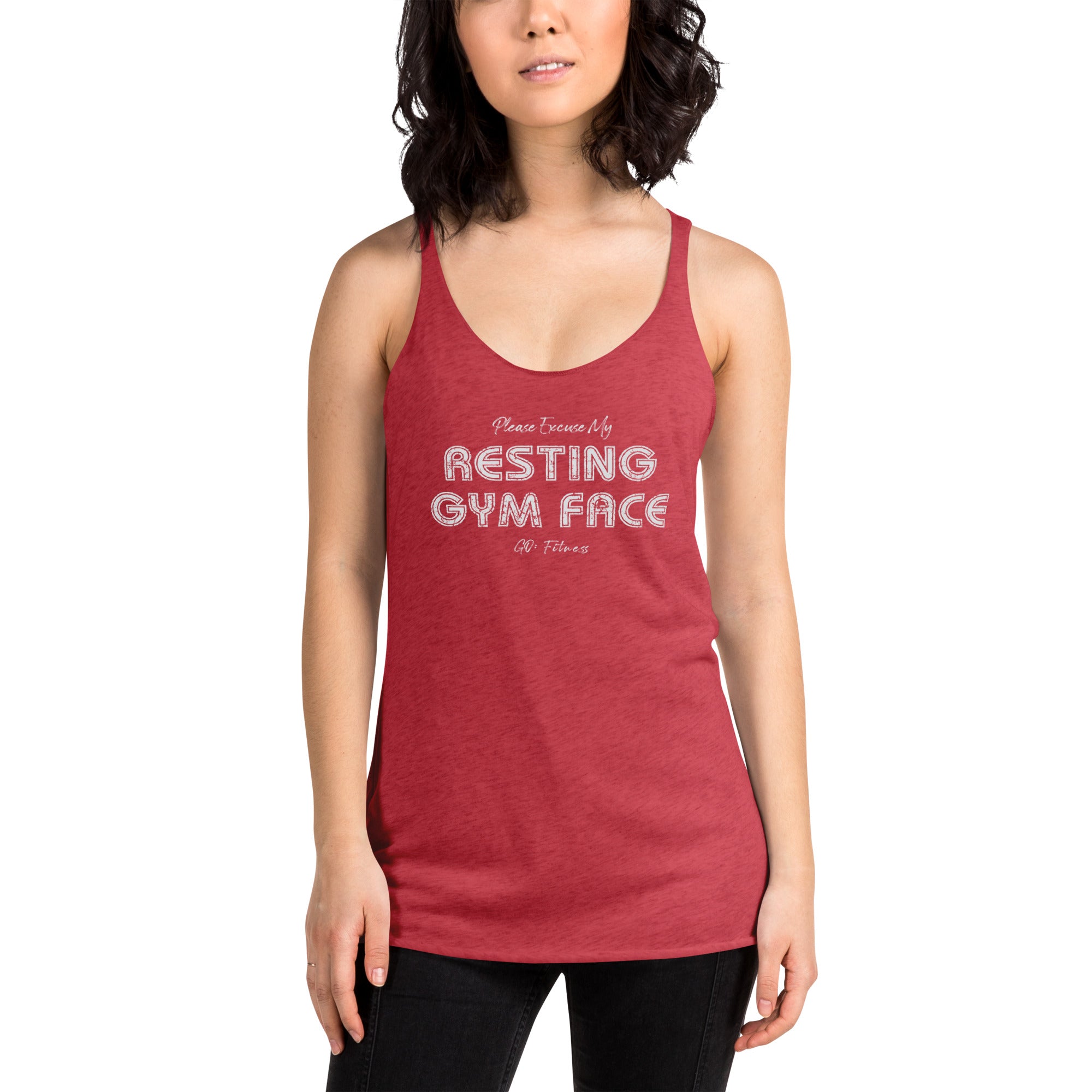 Resting Gym Face Dark Women's Racerback Tank